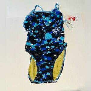 Sporti Paint Splatter Thin Strap Swimsuit Size: 30